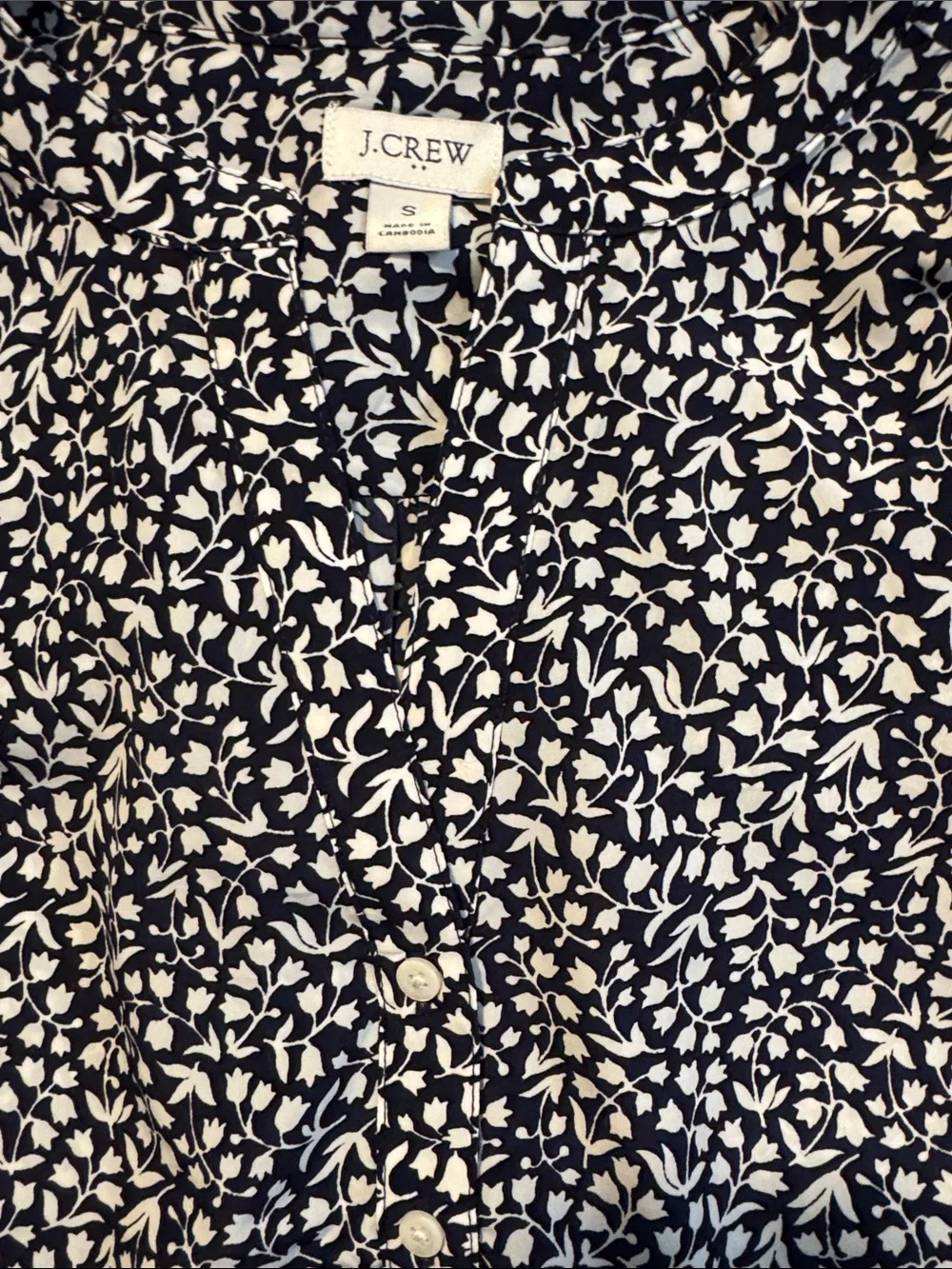 J. Crew Black and White Leaf-Print Sleeveless Blouse